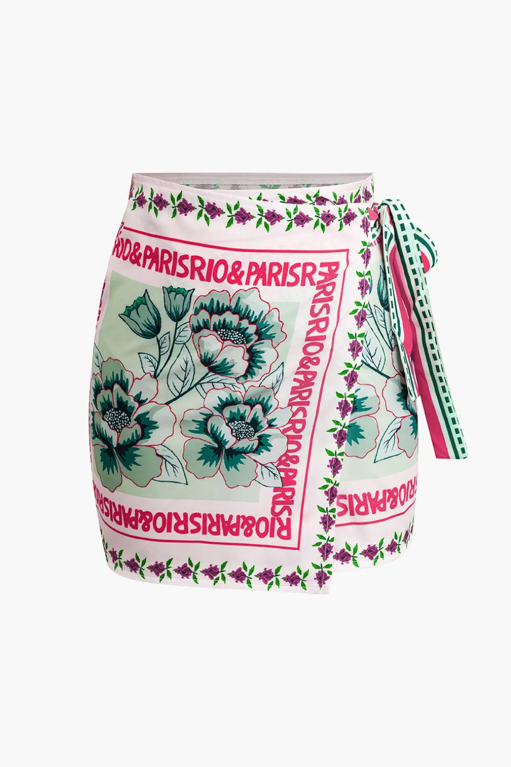 Floral Print Wrap Knot Mini Skirt
