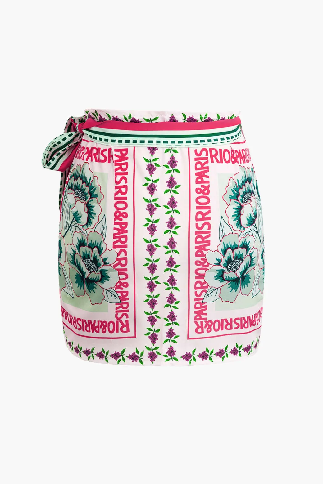 Floral Print Wrap Knot Mini Skirt