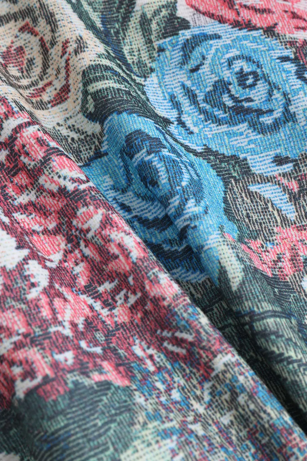 Floral Print Zipper Stand Collar Top And Trousers Set
