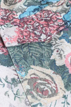 Floral Print Zipper Stand Collar Top And Trousers Set