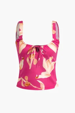 Floral Print Zip-Up Top And Ruffle Skirt Set