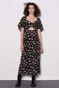 Floral Tie Front Midi Dress