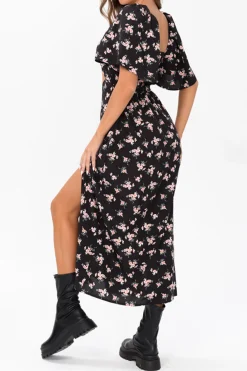 Floral Tie Front Midi Dress