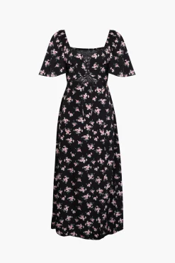 Floral Tie Front Midi Dress