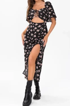 Floral Tie Front Midi Dress