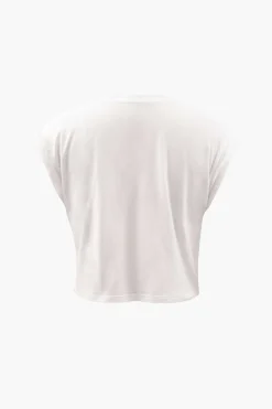 Flower Print Hem Knotted Short Sleeve T-Shirt