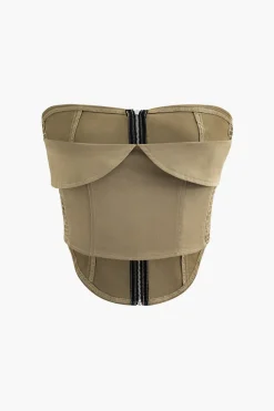 Foldover Smocked Side Zipper Tube Top