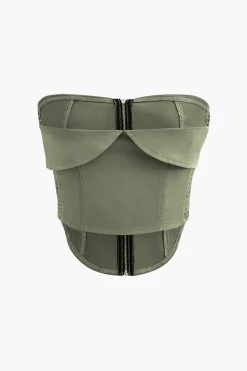Foldover Smocked Side Zipper Tube Top