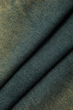 Frayed Cut Out Button Washed Denim Skirt