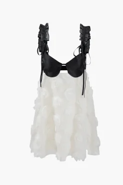 Frill Strap Floral Backless Mini Dress