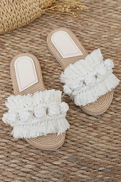 Fringe Braided Slipper Sandals
