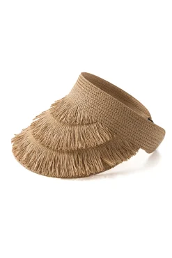 Fringe Brim Straw Visor Hat