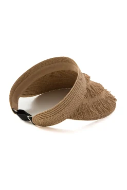 Fringe Brim Straw Visor Hat
