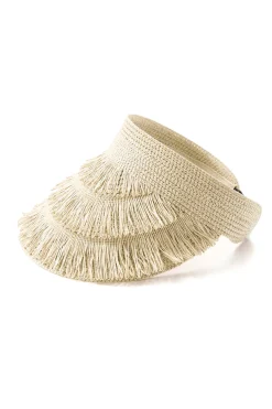 Fringe Brim Straw Visor Hat