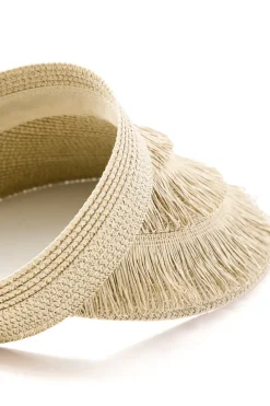 Fringe Brim Straw Visor Hat