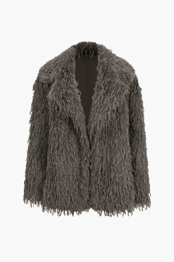 Fringe Faux Fur Coat