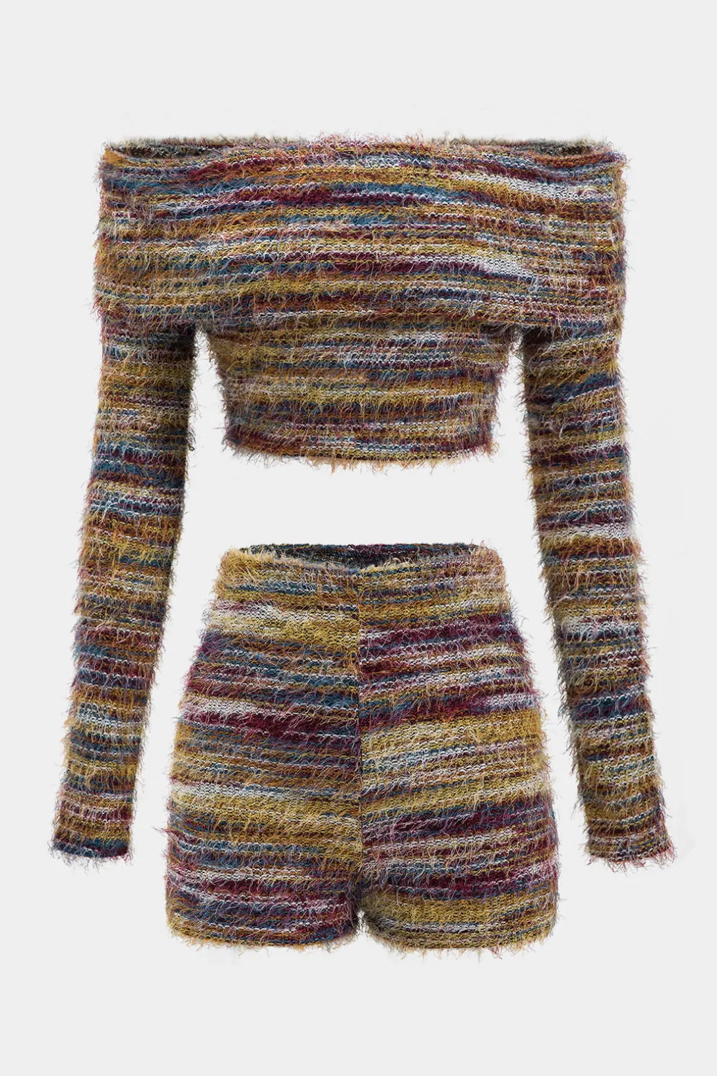 Fringe Off Shoulder Cropped Top And Shorts Set
