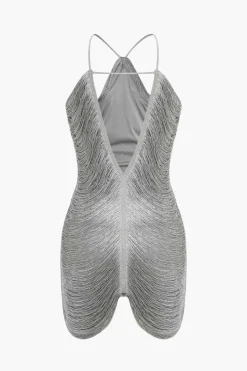Fringe V-neck Mini Dress