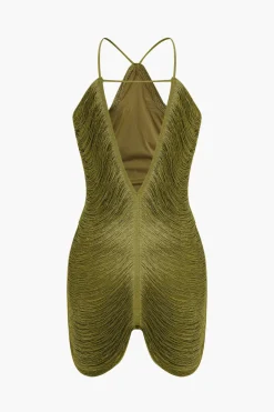 Fringe V-neck Mini Dress