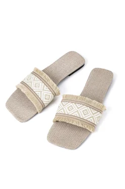 Fringed Weave Beach Slides
