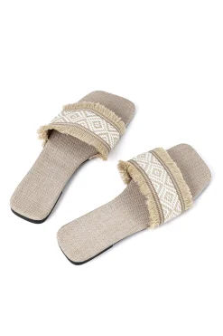 Fringed Weave Beach Slides