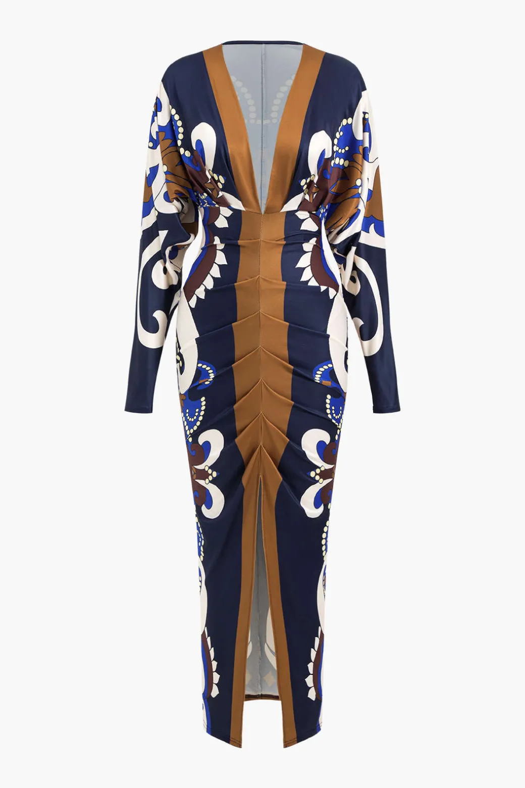 Geometric Print V-Neck Maxi Dress