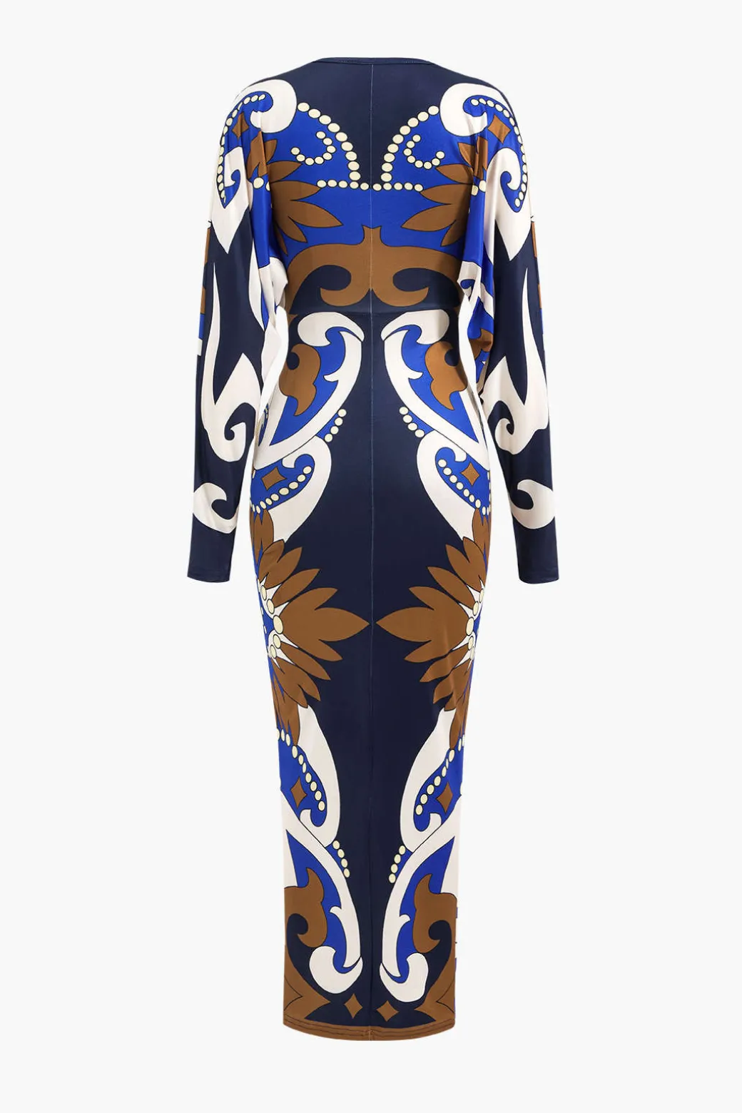 Geometric Print V-Neck Maxi Dress