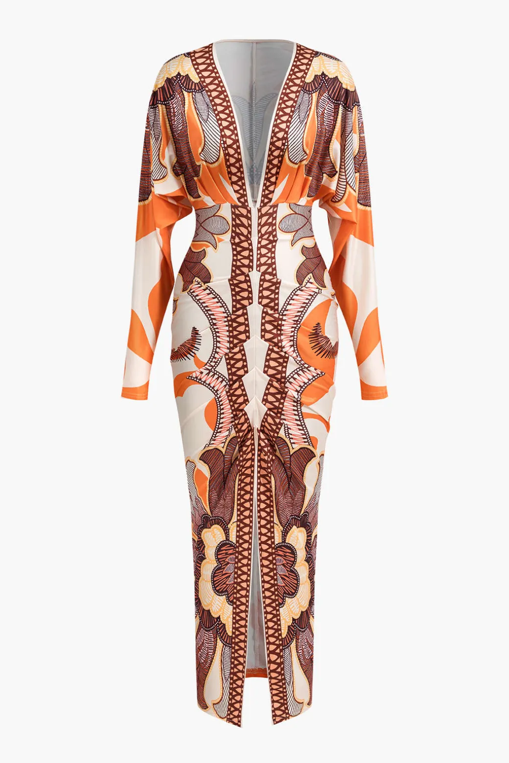 Geometric Print V-Neck Maxi Dress