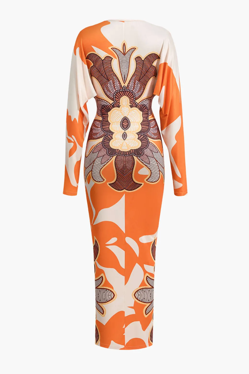 Geometric Print V-Neck Maxi Dress