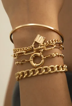 Gold Layered Chain Bracelet Set