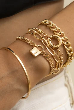 Gold Layered Chain Bracelet Set