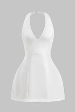 Halter Neck Backless Sleeveless Mini Dress
