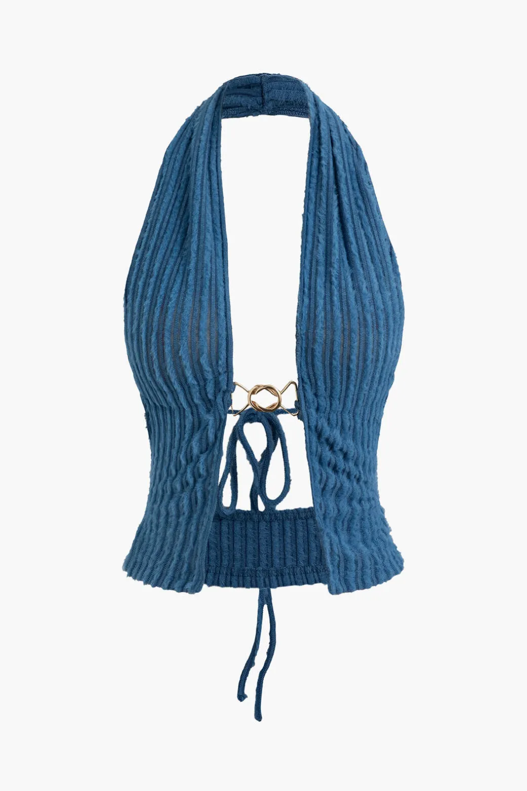 Halter Neck Backless Tank Top And Mini Skirt Set