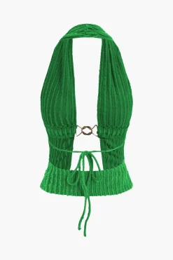 Halter Neck Backless Tank Top And Mini Skirt Set