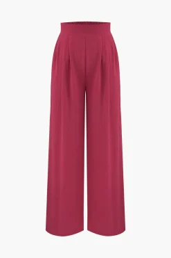 Halter Neck Backless Top And Pleated Pants Set