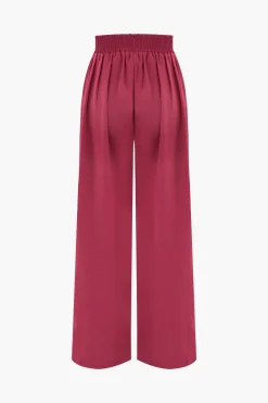 Halter Neck Backless Top And Pleated Pants Set