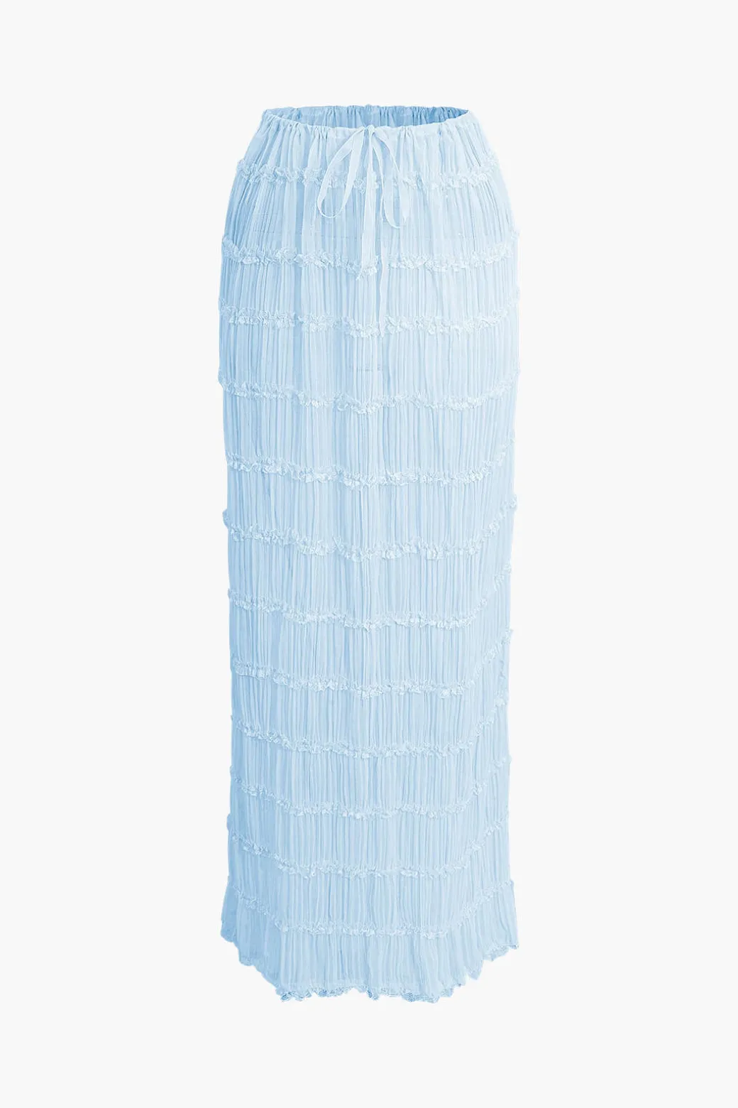 Halter Neck Tie Ruched Backless Ruffle Skirt Set