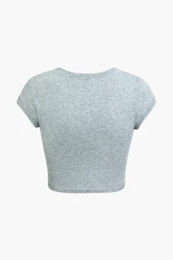 Hands Print Round Neck Crop T-shirt