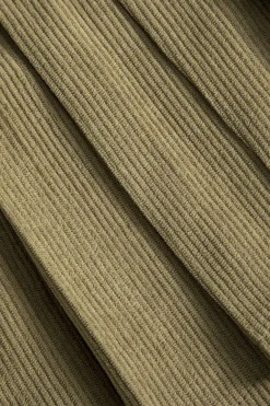 High Waist Pleated Asymmetrical Corduroy Skirt