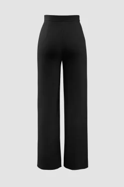 High Waisted Pressed-Crease Straight Leg Tailored Pants