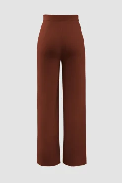 High Waisted Pressed-Crease Straight Leg Tailored Pants