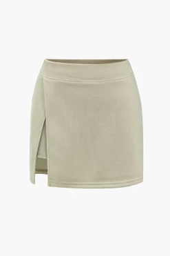 Hooded And Slit Mini Skirt Set