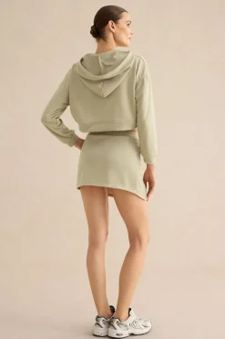 Hooded And Slit Mini Skirt Set