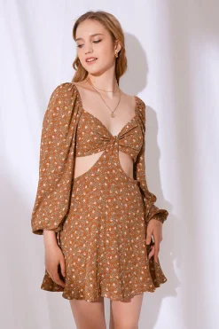 Indie All The Way Cut-Out Floral Mini Dress