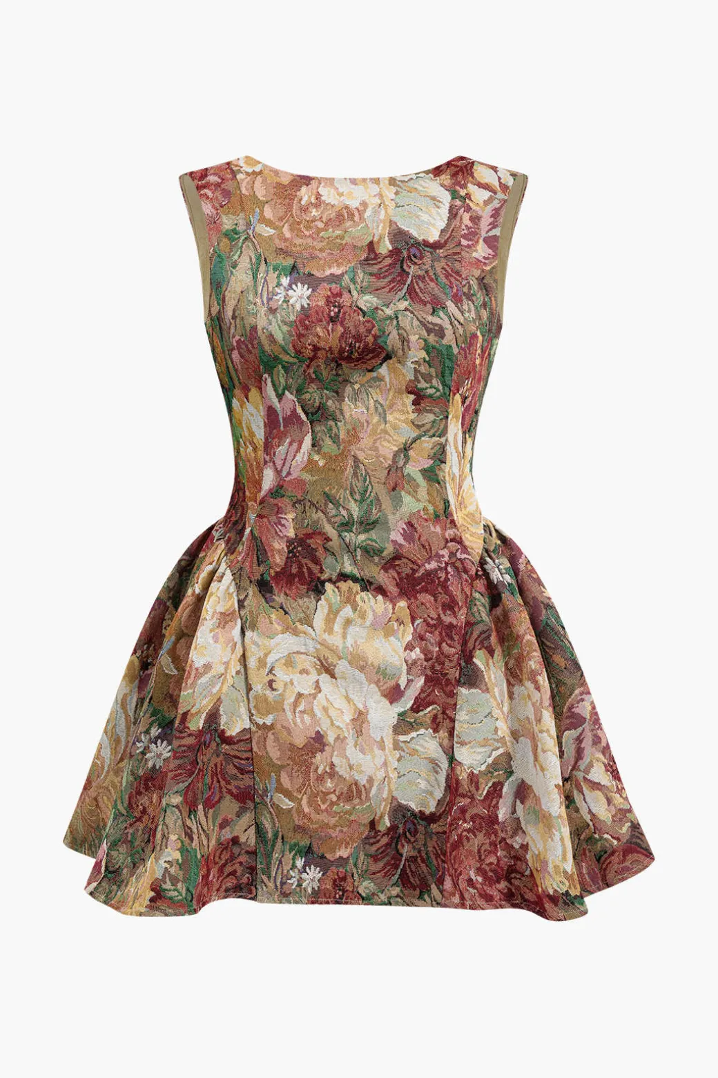 Jacquard Ruched Sleeveless Mini Dress