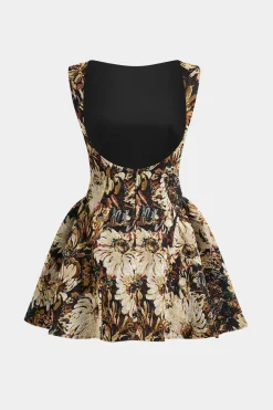 Jacquard Ruched Sleeveless Mini Dress