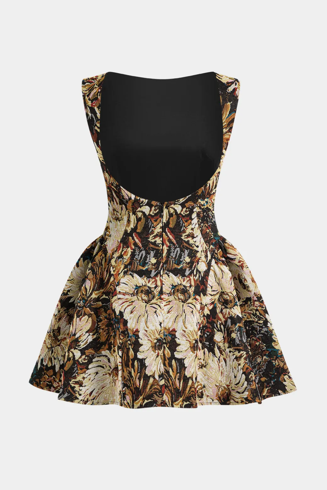 Jacquard Ruched Sleeveless Mini Dress