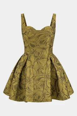 Jacquard Ruched Sleeveless Mini Dress
