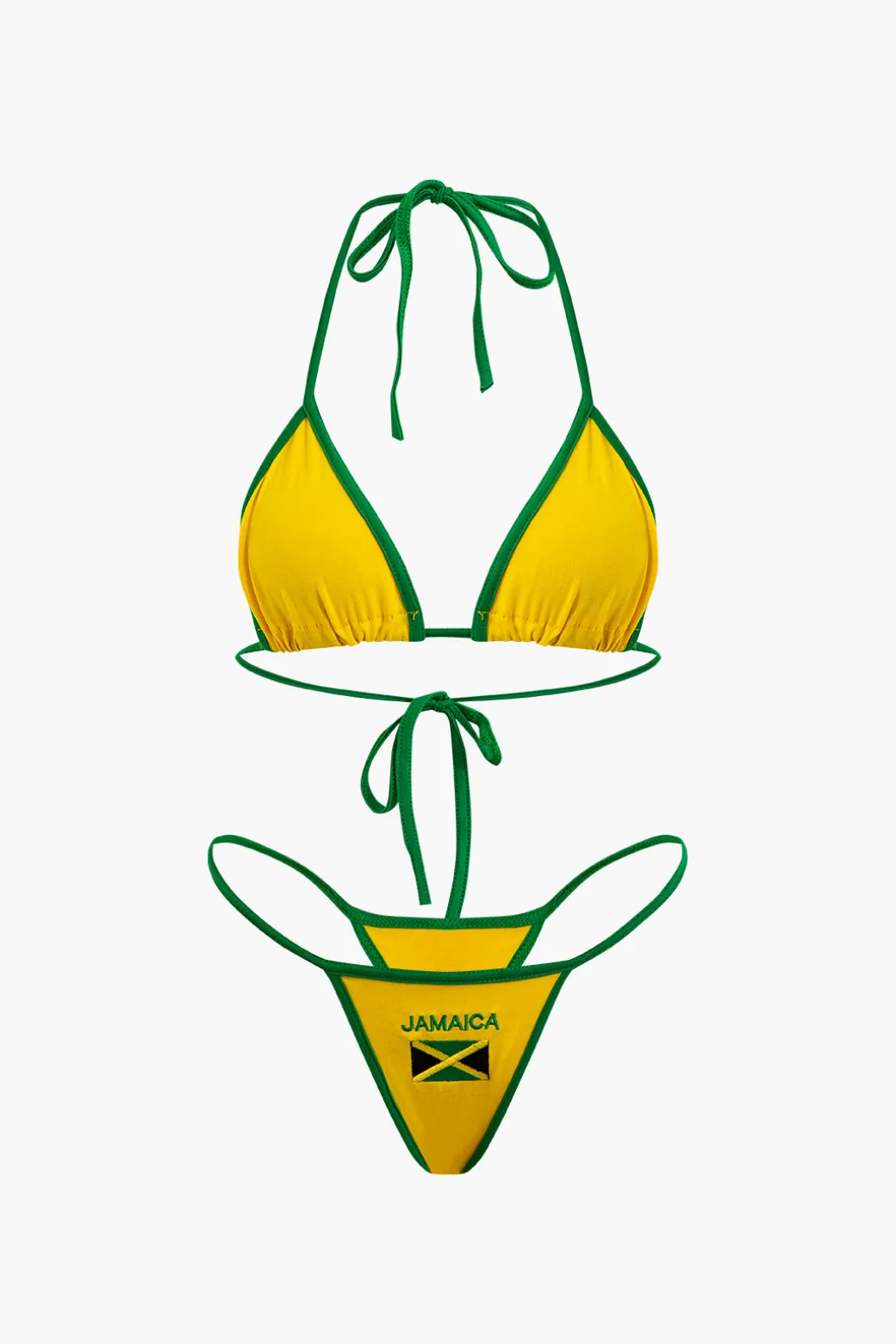 JAMAICA Embroidered Contrast Bikini Set