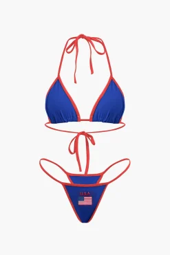 JAMAICA Embroidered Contrast Bikini Set
